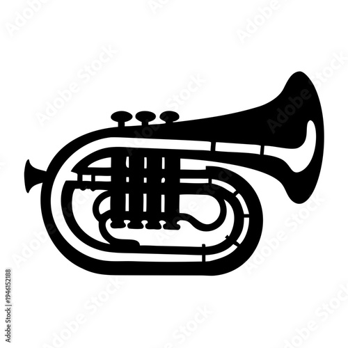 euphonium silhouette icon illustration for brass music instrument band orchestra and performance design