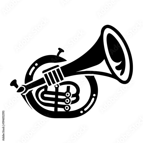 sousaphone silhouette icon illustration for brass music instrument marching band and performance design