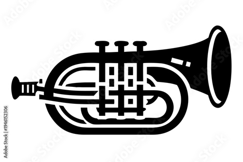 euphonium silhouette illustration for brass music instrument band orchestra and performance design