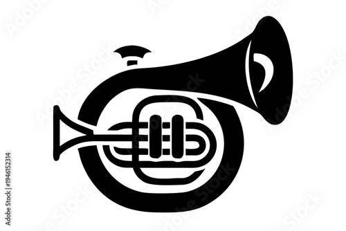 sousaphone silhouette icon illustration for brass music instrument marching band and performance design