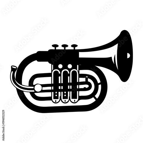 euphonium silhouette icon illustration for brass music instrument band and performance design