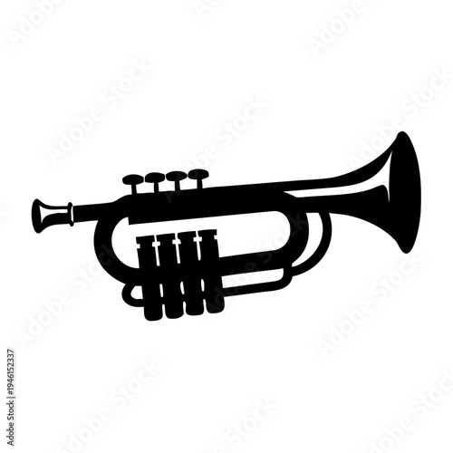 bugle silhouette icon illustration for brass music instrument military band and performance design