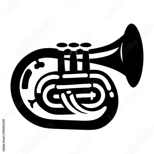 tuba silhouette icon illustration for brass music instrument band orchestra and performance design