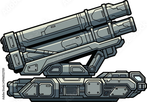 Heavy missile battery vehicle with triple launching tubes