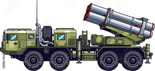 Heavy missile transport truck with a quad-tube launcher