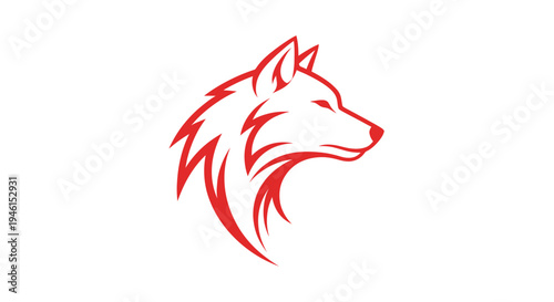 Red Wolf Head Silhouette Logo, Fierce Animal Icon