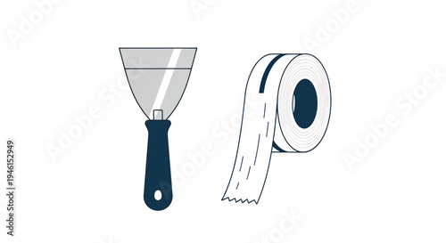 Spatula and Toilet Paper Roll Illustration