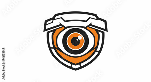 Network Guardian Symbol: Black and Orange Shield for Threat Detection