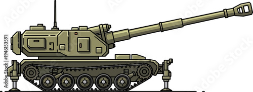 Mobile artillery system mounted on a heavy tracked chassis