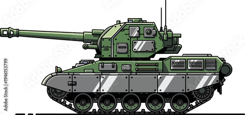 Modern green and grey armored tank
