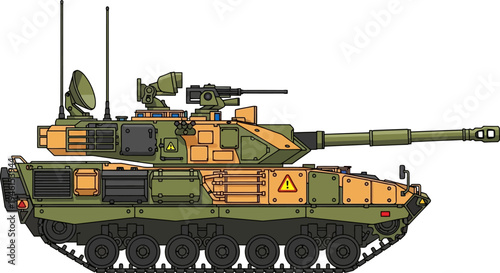 Modern tracked reconnaissance tank with radar array