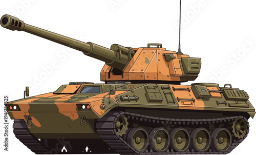 Self propelled artillery gun with desert camo finish