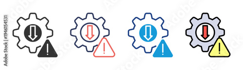 System Warning icon set multiple style collection