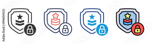 Ranked Security icon set multiple style collection