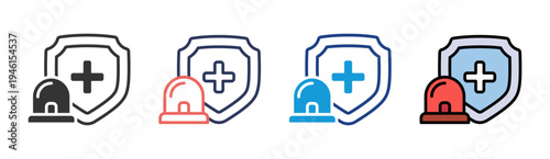 Medical Security icon set multiple style collection