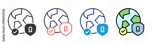 Global Security icon set multiple style collection