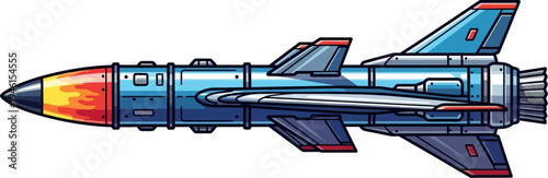 Supersonic cruise missile illustration with flaming engine exhaust