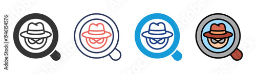 Criminal Investigation icon set multiple style collection