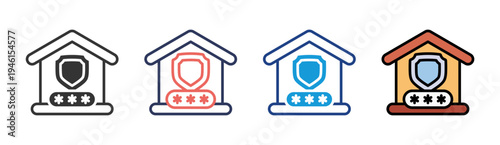 Password Protection icon set multiple style collection