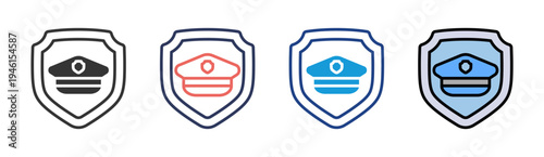 Police Security icon set multiple style collection
