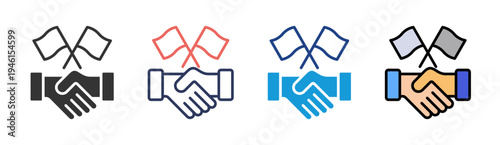 Peace Agreement icon set multiple style collection