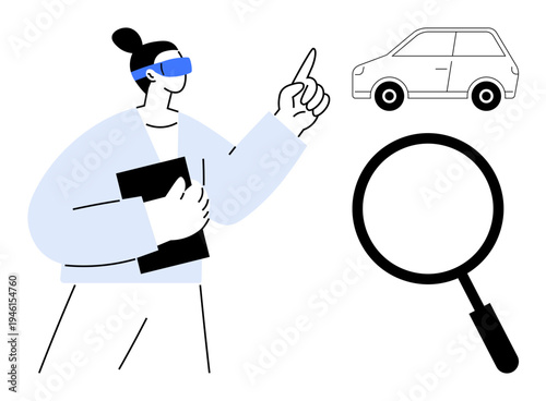 Augmented reality technology. Augmented reality aids efficient car analysis and search optimization. Augmented reality provides futuristic solutions in tech, design, and automotive industries. Ideal