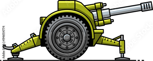 Towed anti tank gun with stabilized tripod mount
