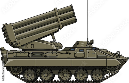 Tracked multiple launch rocket system silhouette design