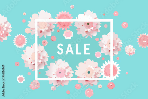Floral frame with the word sale in a pastel color scheme