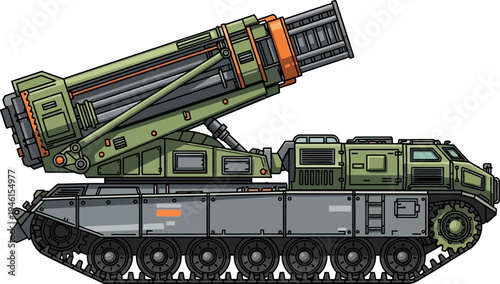 Tracked rocket artillery system with multiple launch tubes