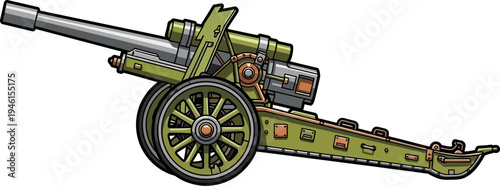 Vintage field artillery cannon with spoke wheels