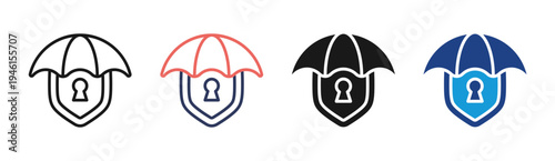 Cyber Insurance icon set multiple style collection