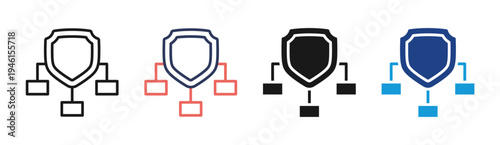 Security Framework icon set multiple style collection