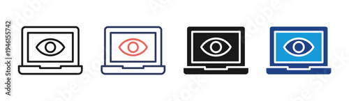 Cyber Surveillance icon set multiple style collection