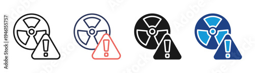 Radiation Alert icon set multiple style collection
