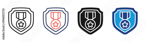Security Badge icon set multiple style collection