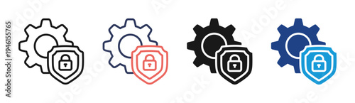 Cyber Protection icon set multiple style collection