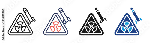 Nuclear Weapon icon set multiple style collection