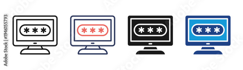 Password Security icon set multiple style collection