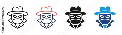 Undercover Agent icon set multiple style collection