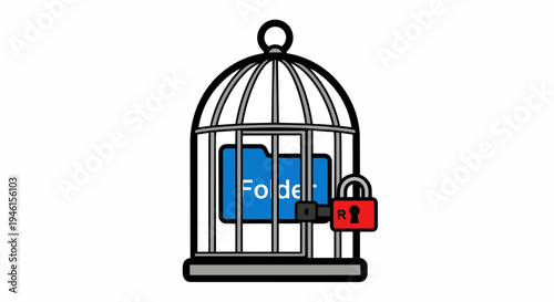 Restricted Data Access: Minimalist Graphic of a Locked File Folder
