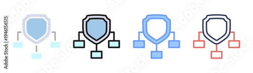 Security Framework icon set multiple style collection