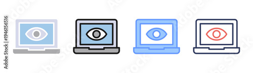 Cyber Surveillance icon set multiple style collection