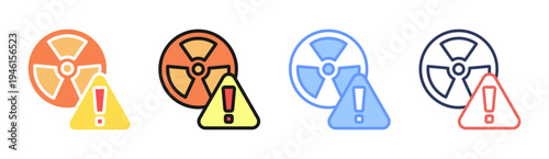 Radiation Alert icon set multiple style collection
