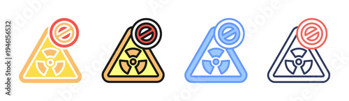 Nuclear Ban icon set multiple style collection