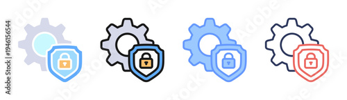 Cyber Protection icon set multiple style collection
