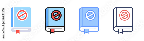 Banned Book icon set multiple style collection