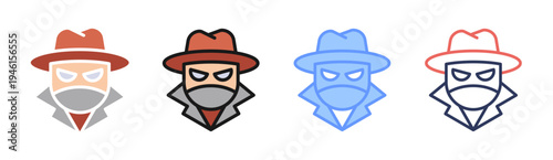 Undercover Agent icon set multiple style collection