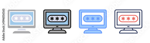 Password Security icon set multiple style collection