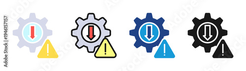 System Warning icon set multiple style collection
